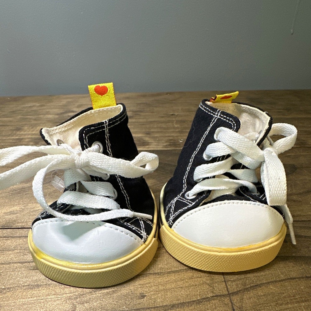 Build-A-Bear Workshop Black/White/Yellow Lace-Up High-Top Fabric Shoes